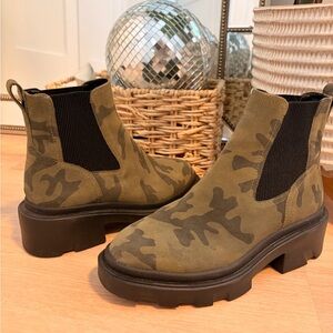 Sanctuary Olive Camouflage Ankle Boots